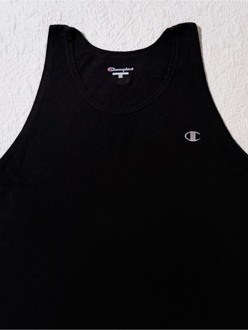 Champion | Black | Embroidered C Logo Cotton Tank Top | Men’s Size XL